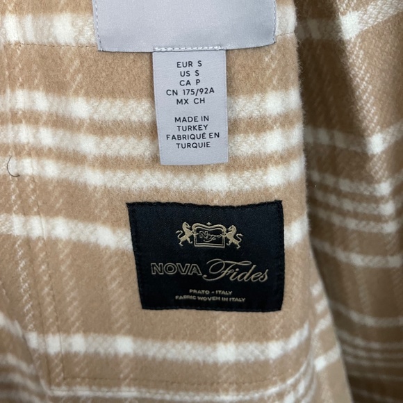H&M Premium Wool Blend Shirt Jacket Beige / Checked OVERSIZED fit Size Small - Picture 8 of 11